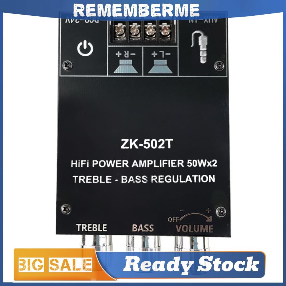 ZK-502T 50Wx2 HIFI 2.0 Channel เครื่องขยายเสียงสเตอริโอโมดูลลําโพงเสียงบอร์ด