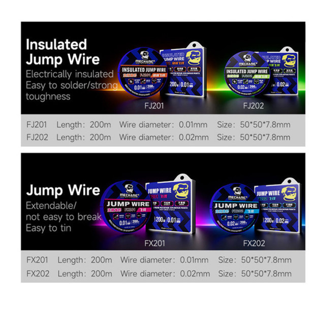 MECHANIC Jump Wires FJ201 FJ202 FX201 Extra-fine Silver Jump Wireโทรศัพท์มือถือ PCB ซ่อม CPU เครื่องมือบํารุงรักษา