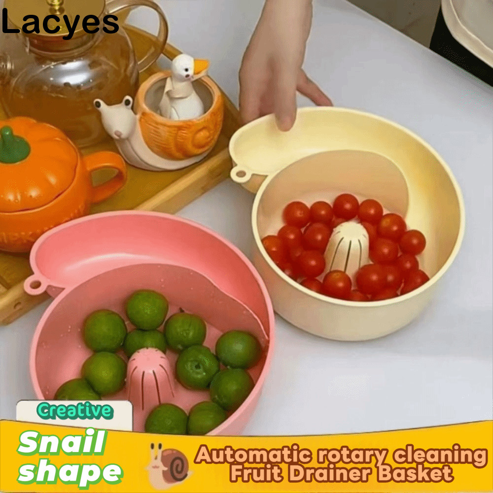 LAYES อ่างล้างผัก,ตะกร้าคว่ําผลไม้สร้างสรรค์แบบใช้ซ้ําได้,ประหยัดพื้นที่หมุนอัตโนมัติสะอาดรูปหอยทากตะกร้าเก็บผลไม้อเนกประสงค์กรองผล