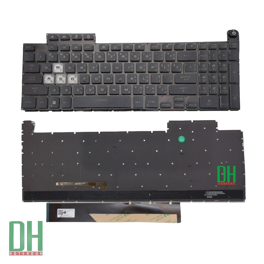 อะไหล่แป้นพิมพ์ คุณภาพ คีย์บอร์ดโน๊ตบุ๊ค TUF Gaming F15 FX507, FX507Z, A15 FA507, FA507R Laptop Keyboard มีไฟ ไทย-อังกฤษ