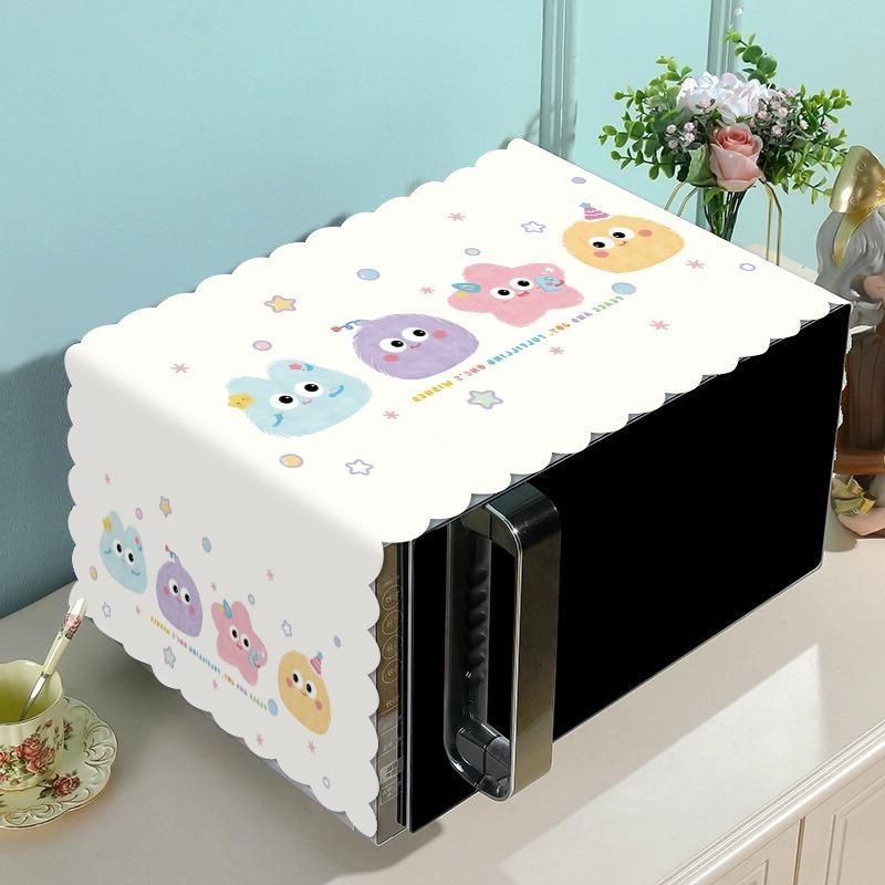 2025 ผ้าคลุมเตาอบไมโครเวฟกันฝุ่นใหม่ผ้าคลุมเตาอบไมโครเวฟกันน้ําและกันน้ํามันลายน่ารักตกแต่งบ้านและร้านอาหาร 35*100ซม