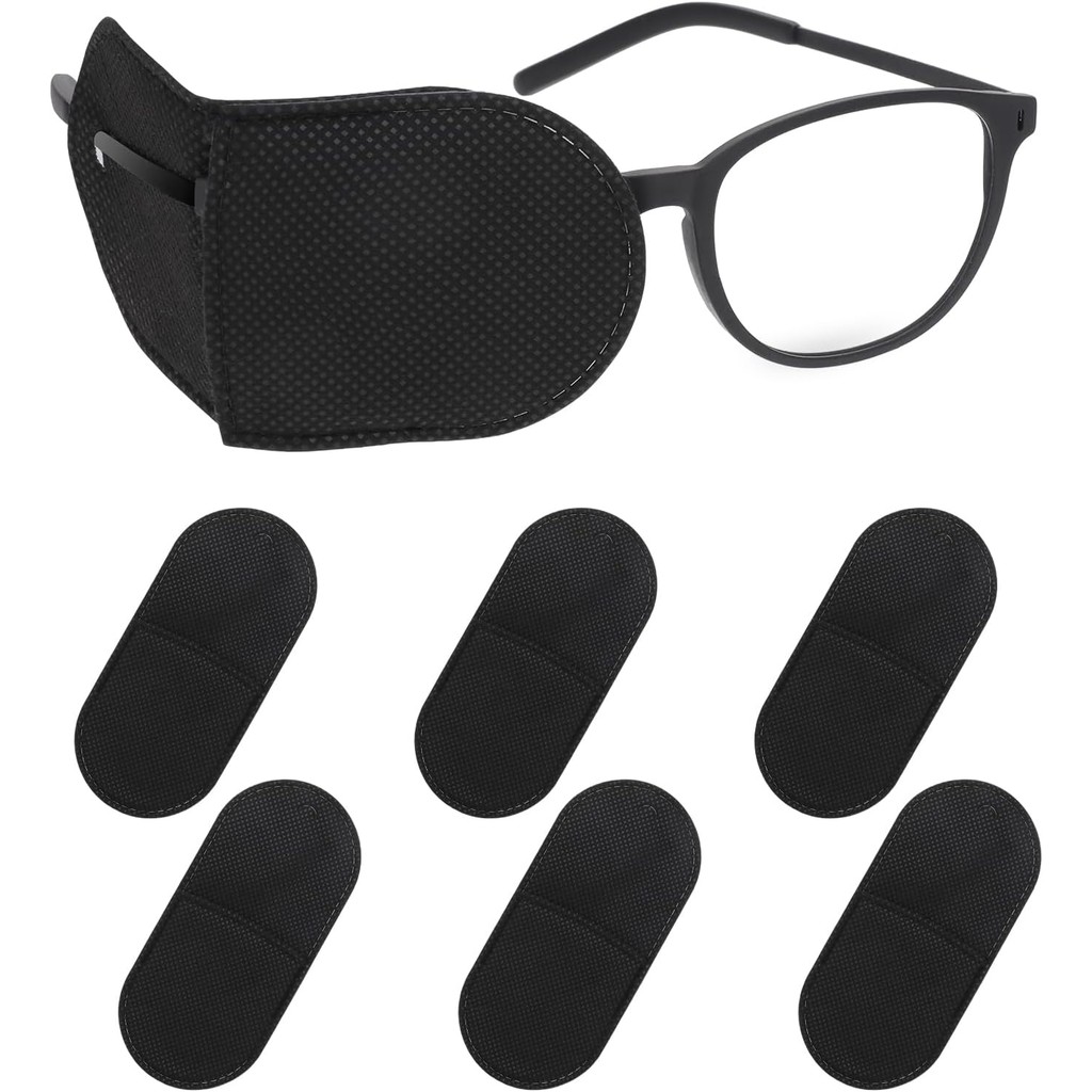 Ouligay 6pcs แว่นตา Eye Patch Black Eye Patch Reusable Lazy Eye Patch ผู้ใหญ่ Medical Eye Patch สําห