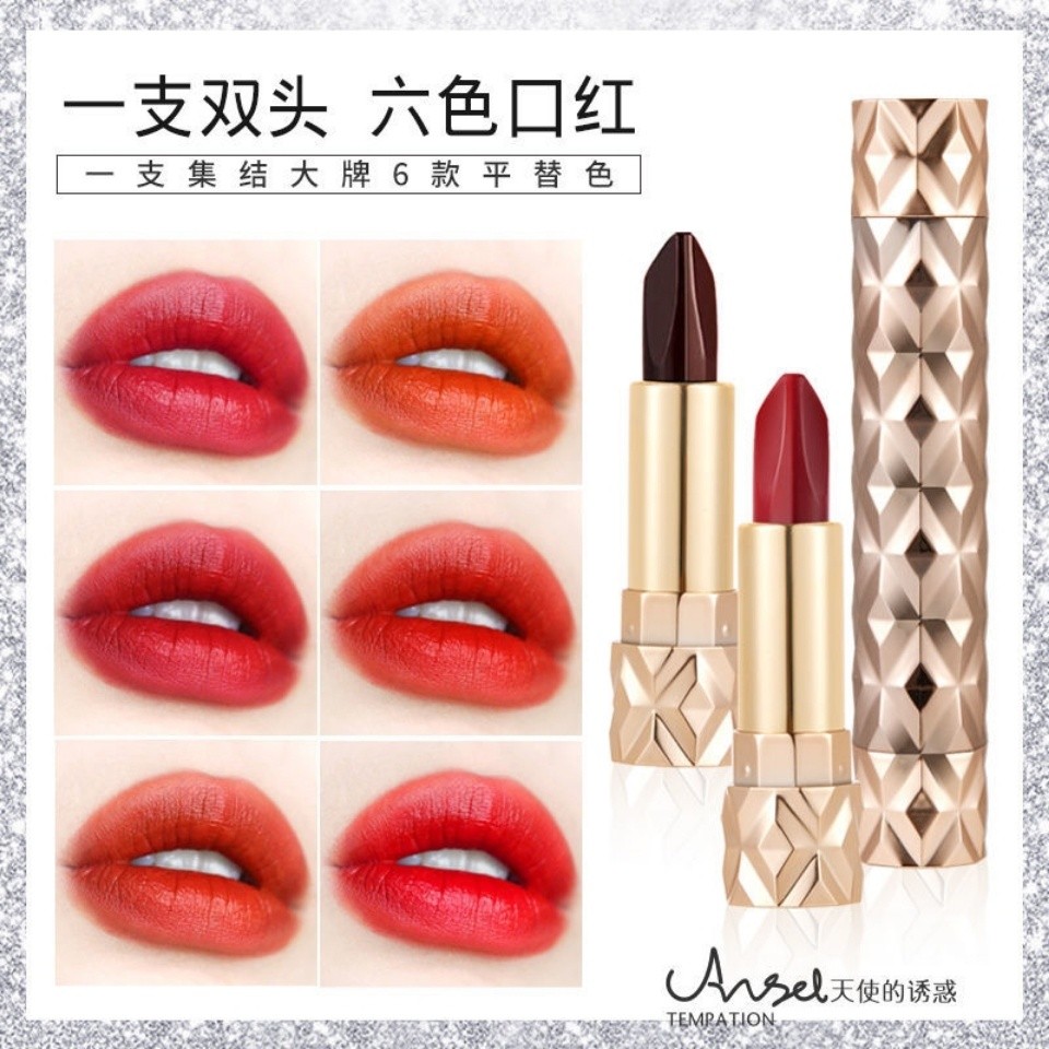 Preferred#[A set of six colors]Internet Celebrity Hot-Selling Double-Ended Lipstick Moisturizing Lon