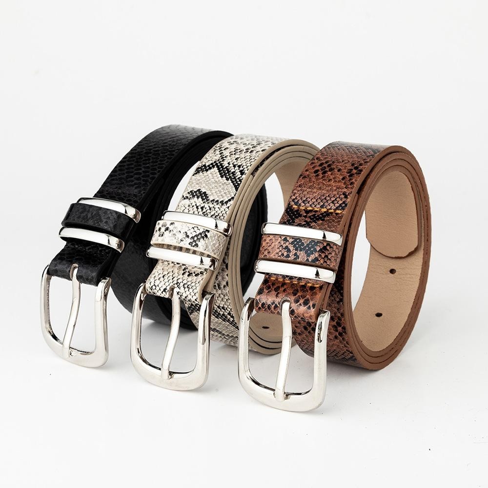 【COD/READY】 Simulated Leopard Print Horse Fur Belt Western Buckle Belt For Women