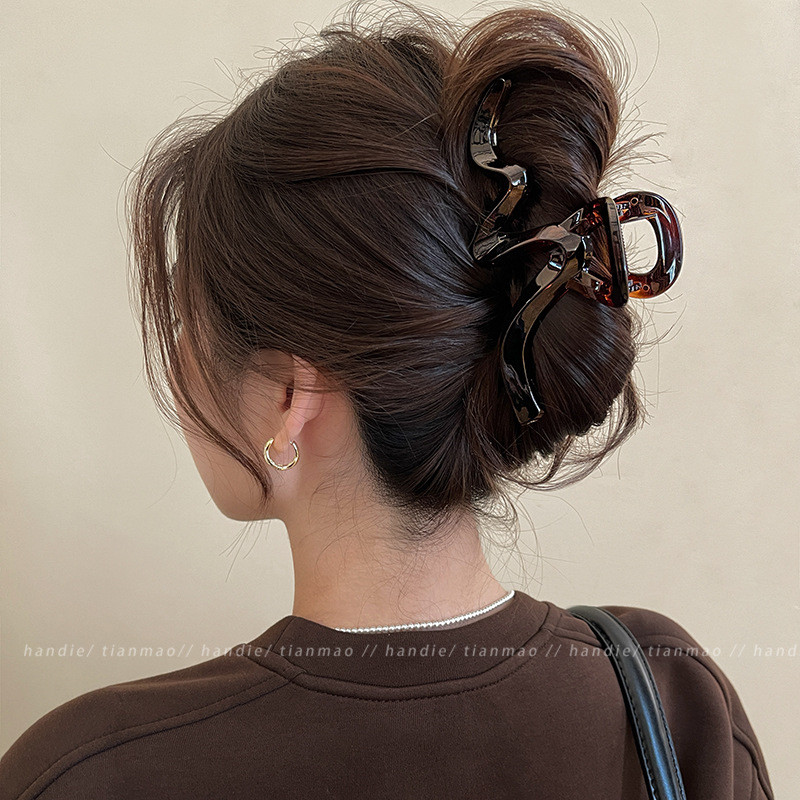 Tortoiseshell Wave Grab Clip Female Large High-End Feel Hair Clip Hair Volume More Shark Clip Back Head Hair Accessories