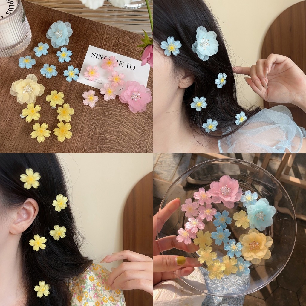 กิ๊บติดผม กิ๊บดอกไม้💐 ขนาดเล็ก นักเรียน เกาหลี y2k หวาน💖 ลายดอกไม้ สีสันสดใส ห้าคนในกลุ่ม พร้อมส่งจากไทย