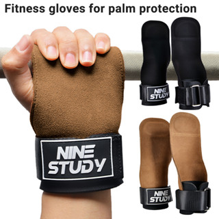 ถุงมือฟิตเนส 1 คู่ หนังกลับ สแต๊ป หนังวัว เซฟข้อมือ กันลื่น …
