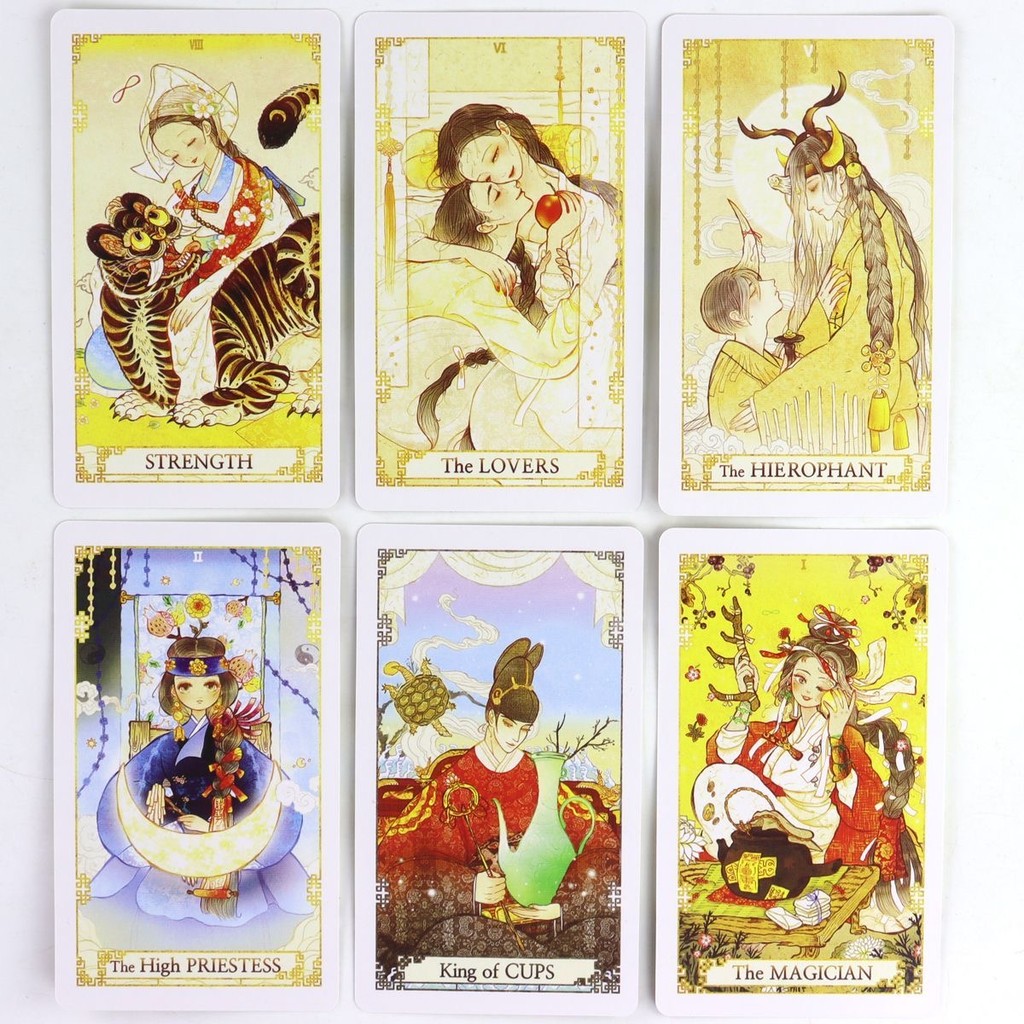Fantasy of Korea Tarot ดาดฟ้า 78 ชิ้นไพ่ทาโรต์การวาดภาพแรงบันดาลใจจากเทพนิยาย ตํานาน และนิทานพื้นบ้าน