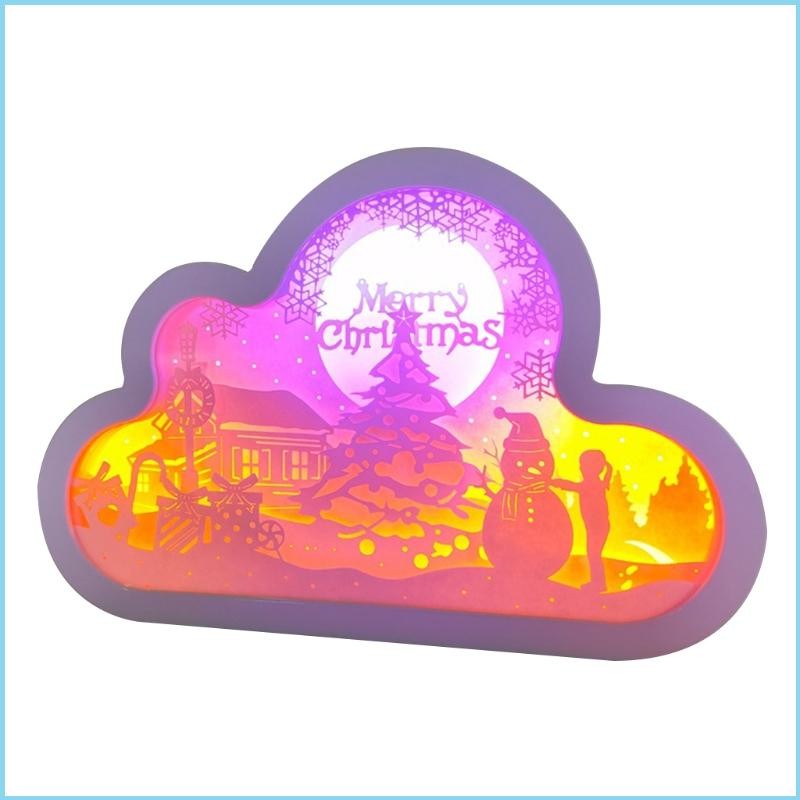 Creative 3D Cloud Paper Engraving Light USB Bedroom Bedside Lamp Home Decor