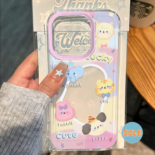 🔥Sole🔥เข้ากันได้สำหรับ เคสไอโฟน11 เคส iphone 16 Pro Max 7 8 Plus XR X XS MAX 12 13 14 15 16 เคสใส ช้างลูกแมวน่ารัก