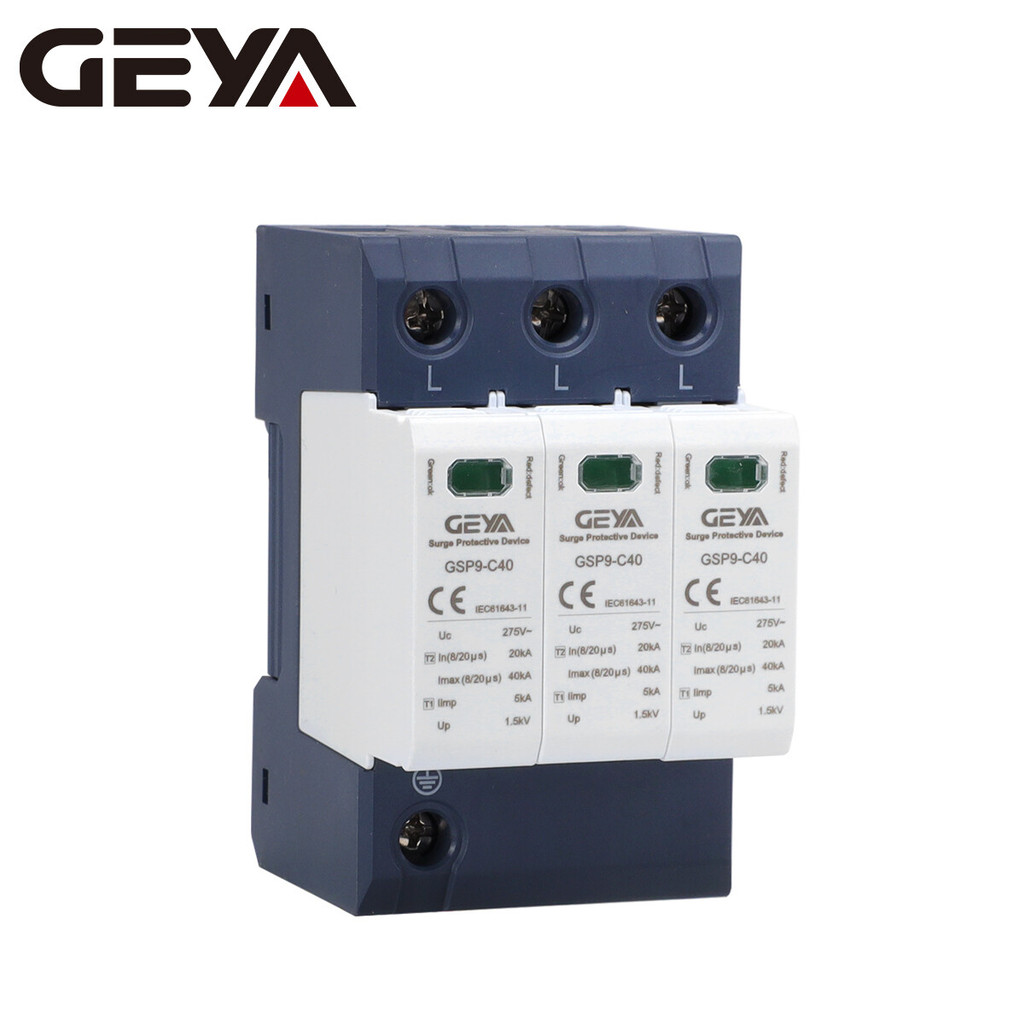 GEYA GSP9 3Pole Surge Protector 20KA-40KA SPD AC275V/385V/400V/440V SPD Lightning Protector Din Rail