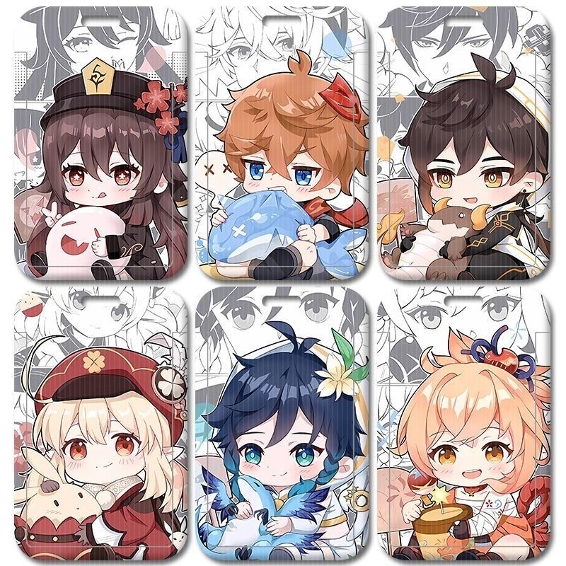 ในสต็อกFerrule รุ่น Q Genshin Card Holder Campus นักเรียนบัตรอาหารแขวนคอเชือก Bus Access Control ยี่