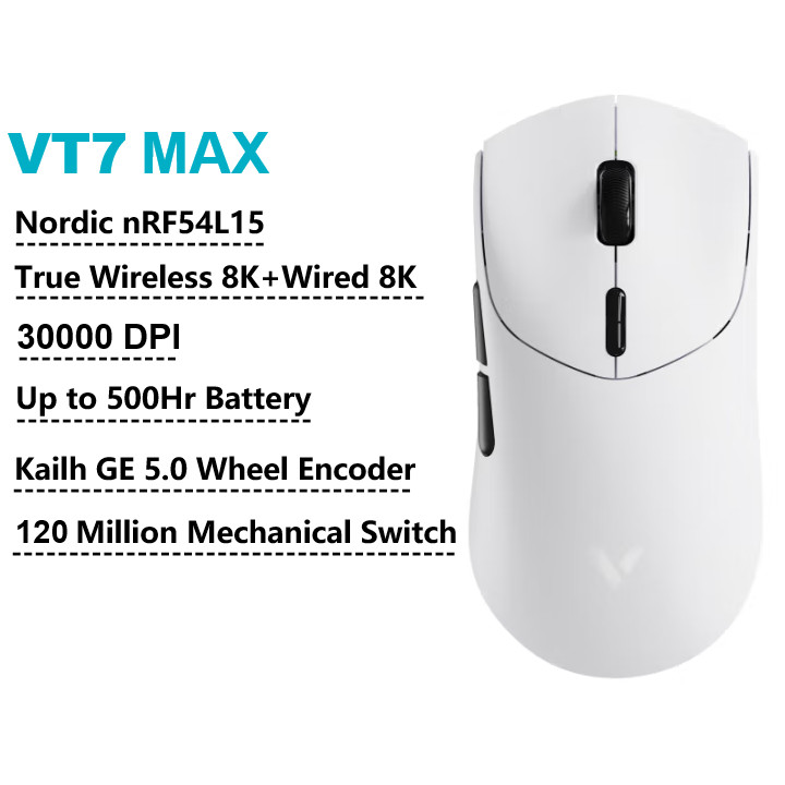Rapoo VT7 MAX เมาส์สําหรับเล่นเกมไร้สาย PAW3950 True 8K Polling Rate 53g น้ําหนักเบา 800mAh Macro En