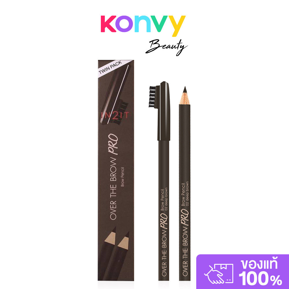 In2It Over The Brow Pro Brow Pencil [1.14g x 2pcs] #OBB02 Deep Brown อินทูอิท ดินสอเขียนคิ้วสูตรกันน