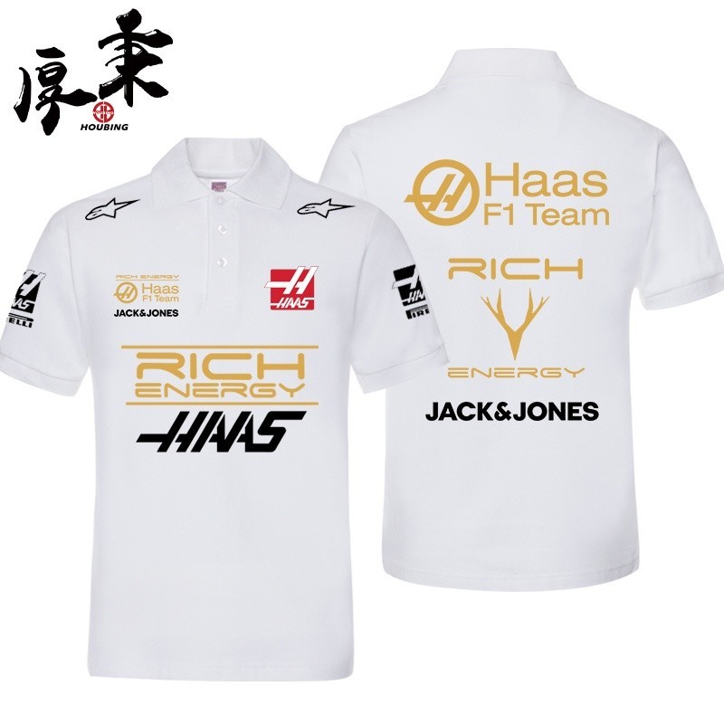 NEWสไตล์ใหม่ F1 Racing Jersey Speed Surrender Hass F1 Haas Fleet เสื้อยืดผู้ชายเสื้อโปโลแขนสั้นขี่จั