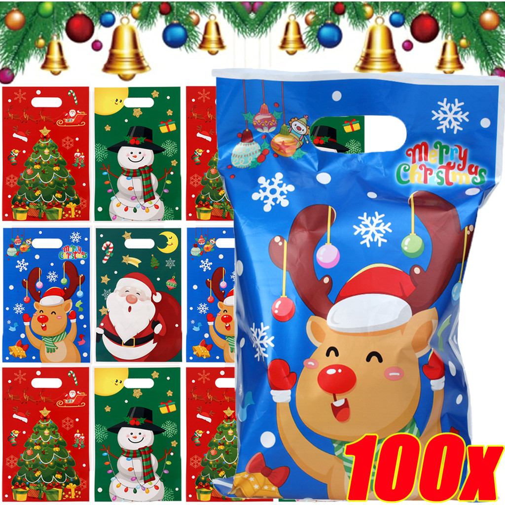 50/100/200 ชิ้น Merry Christmas Candy ถุงของขวัญ / Xmas ของขวัญจับถุงบรรจุภัณฑ์