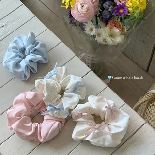 หูกระต่ายBowknot และ Scrunchies สีฟ้าและชมพู สำหรับเครื่องประดับผม