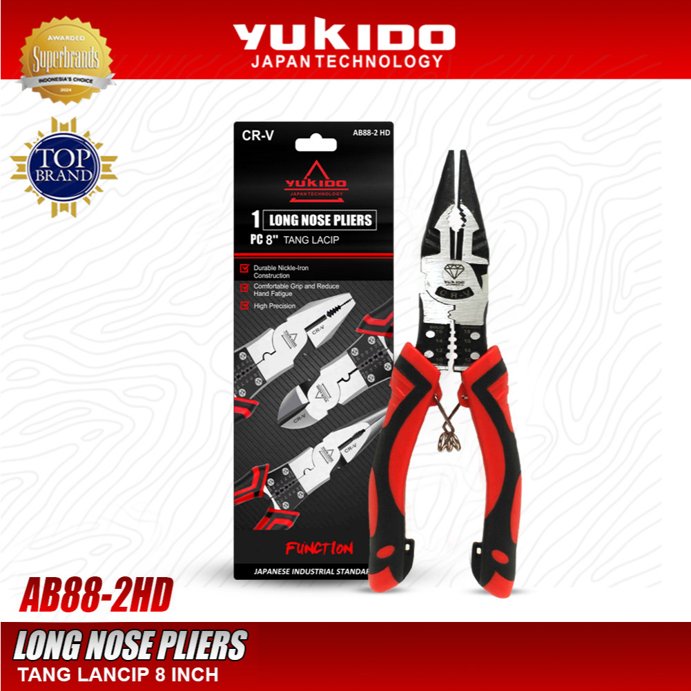 YUKIDO คีมปากแหลมมัลติฟังก์ชั่น 8 นิ้ว - AB88-2Hd