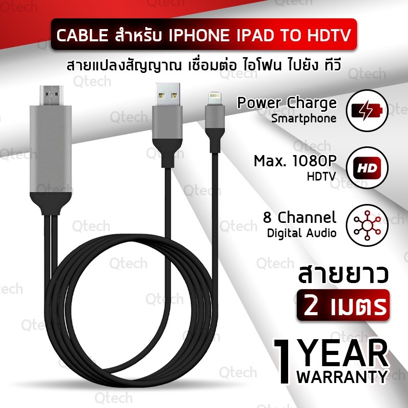 รับประกัน 1 ปี - หัวชาร์จ สำหรับ HDTV HDMI  To HDMI TV เชื่อมต่อ กับทีวี สำหรับ ไอโฟน ไอแพด Cable fo