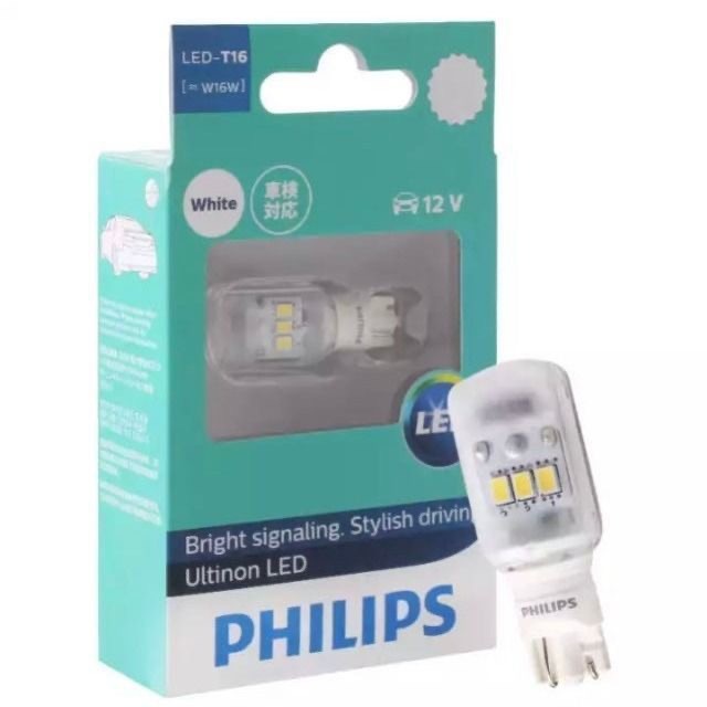PHILIPS PHILIPS ไฟถอยหลัง LED Super Bright T15/T20 W16W W21W 921 แสงสีขาว 6,000K