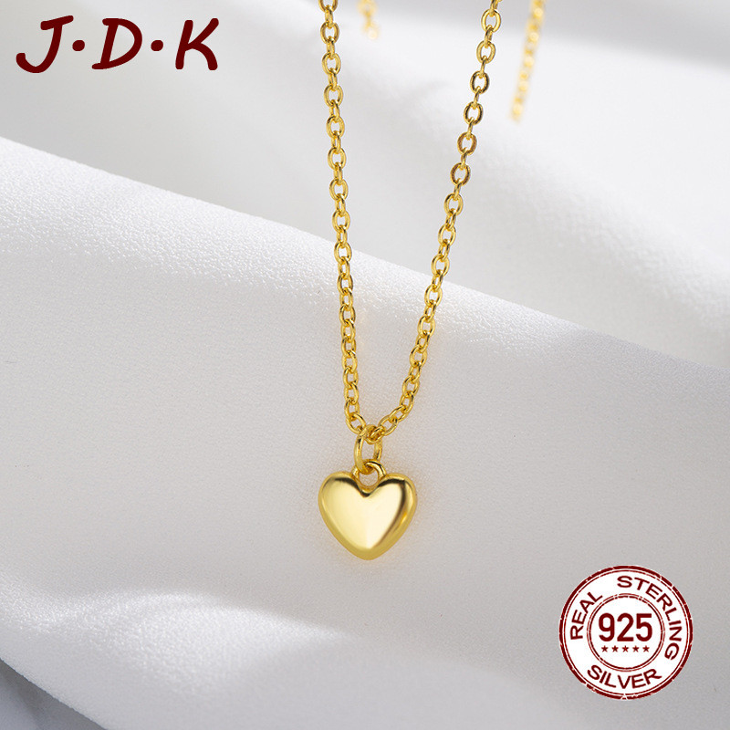 JDK ใหม่ 18K Gold Shiny Heart จี้สร้อยคอสําหรับผู้หญิง