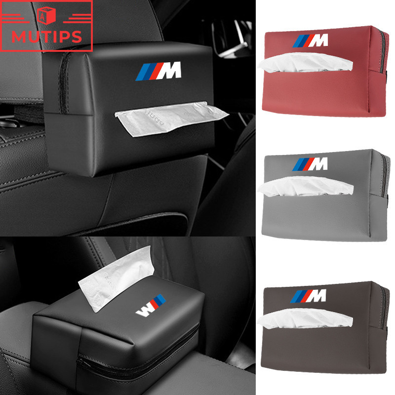 Bmw M ที่ใส่ทิชชูในรถ PU หนัง อเนกประสงค์ บังแดด เบาะหลัง กล่องใส่ทิชชู่ G20 F10 E46 F30 E39 G30 E60 E90 X1 E84 645ci E63 E36 E30 X3 F25 X3 G01 X1 F48 F32 F34 E92 G22 F44 IX3 I4 IX