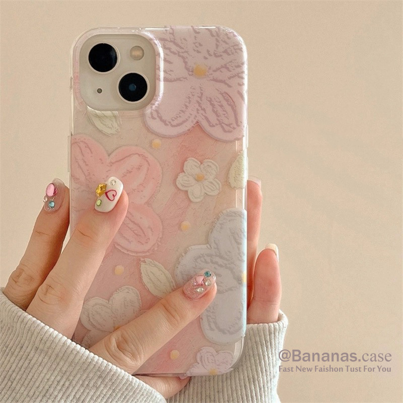 Iphone 16 15 14 13 12 11 Pro Max X Xr Xs Max 7 8 Plus SE2020 เคสโทรศัพท์ Ins ภาพวาดสีน้ํามันดอกไม้ Clear Soft Cover