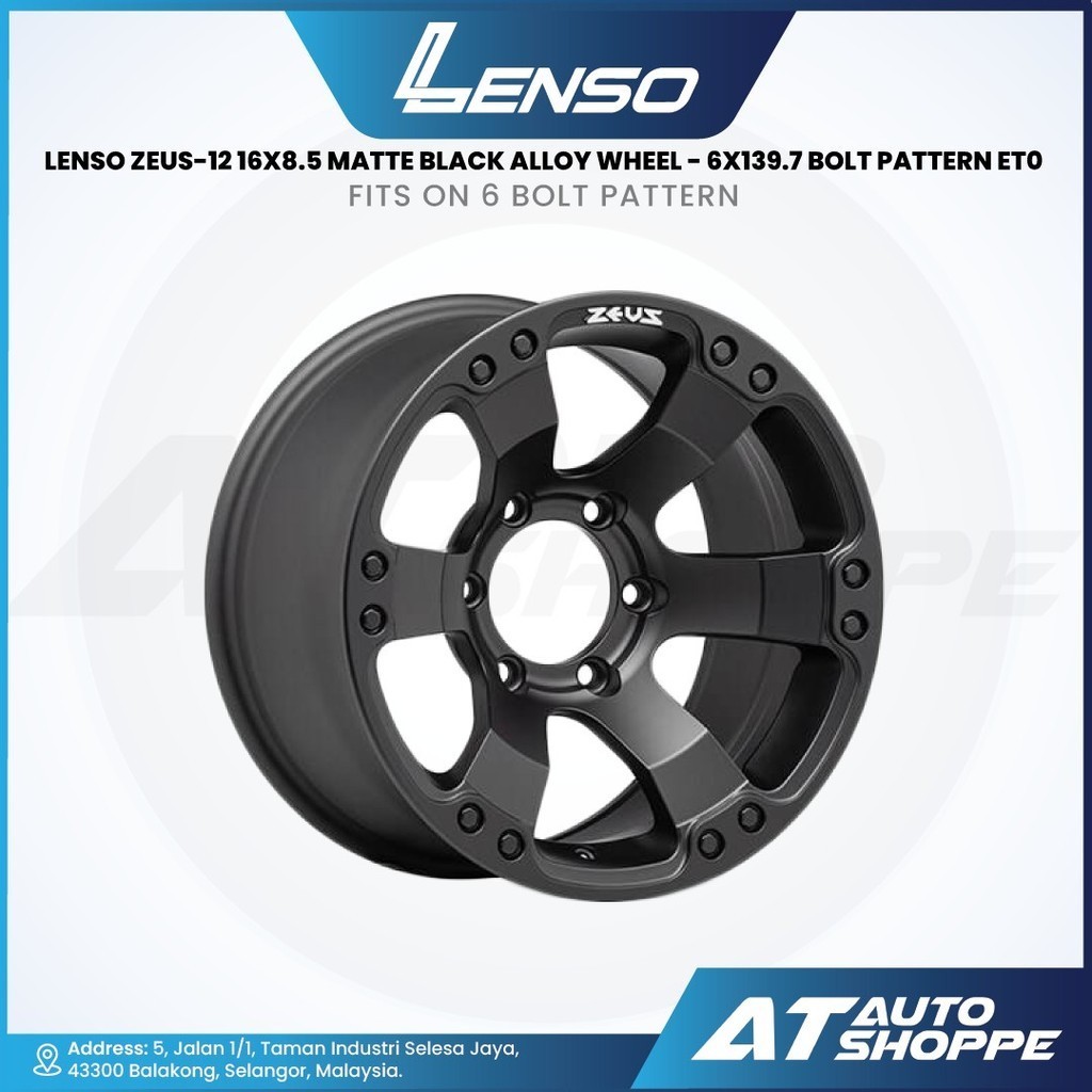 Lenso ZEUS-12 - สีดําด้าน 16x8.5 ET0 6x114.3 (1 ชิ้น)