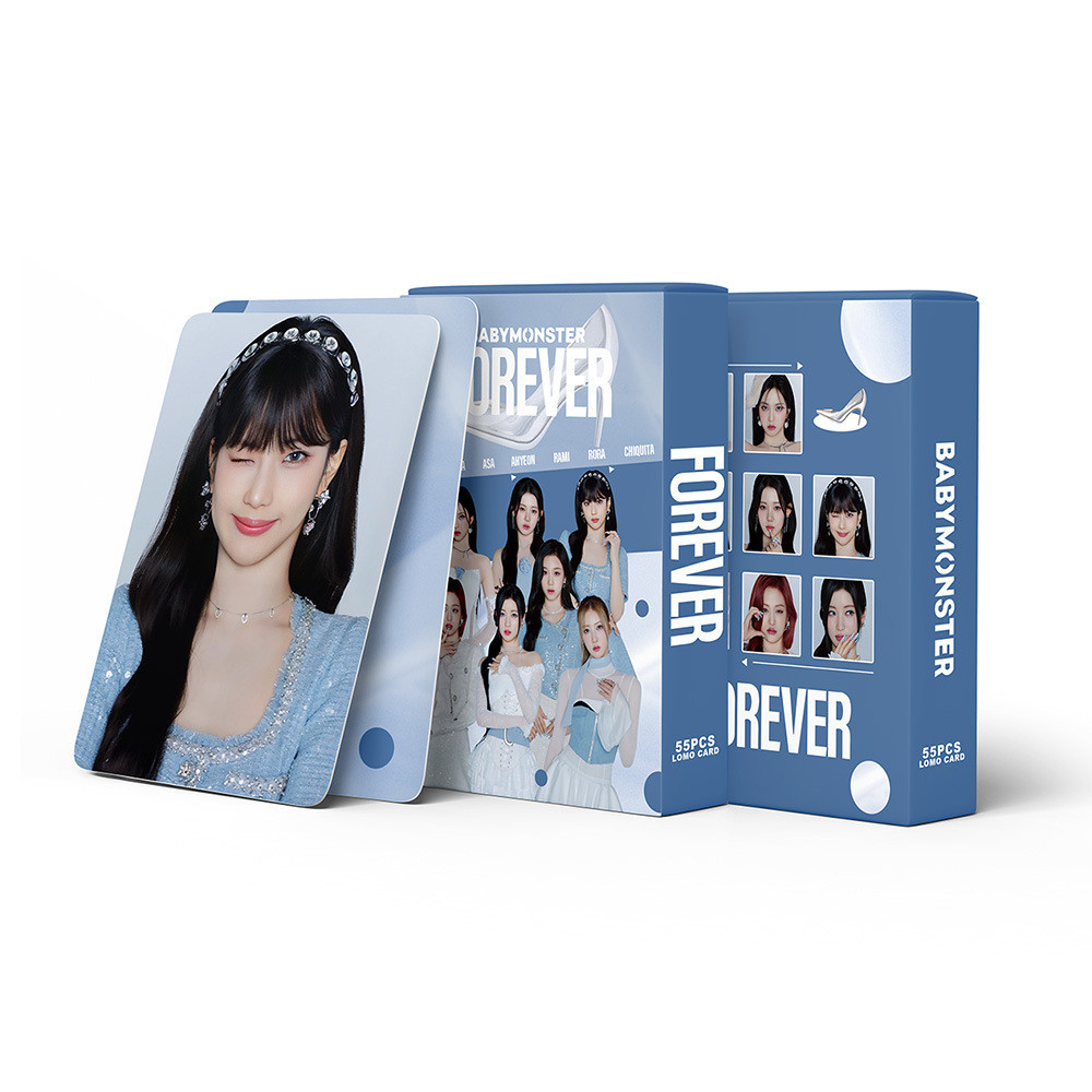 55pcs BABYMONSTER Lomo Cards FOREVER Like That BABYMONS7ER SHEESH Stuck In The Middle BATTER UP Photocards AHYEON SOLO Asa Chiquita Parita Haram Rora Ruka Postcards
