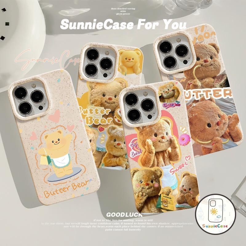 แฟชั่น Butter bear น่ารักจัง แฟชั่น ดูเดิล แฟชั่น iPhone XR 7 6 6s 8 Plus 15 12 13 11 14 Pro Max X XS Max เคส