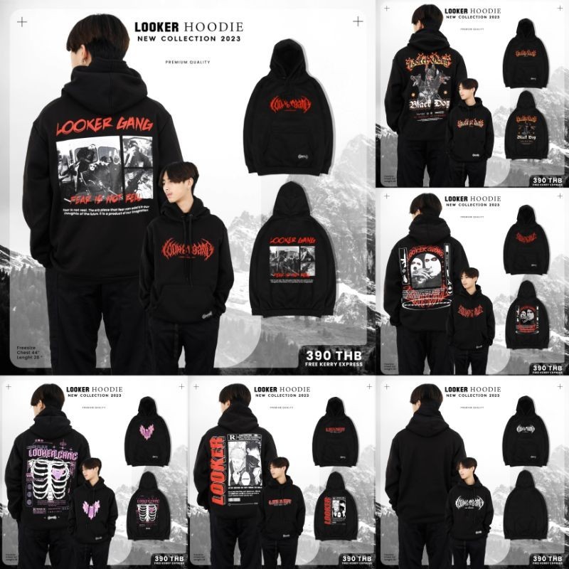 【HOT】😍 LOOKER-  Hoodies เสื้อสำลี รุ่นสกรีน ขนาดฟรีไซต์ ผ้านุ่มใส่สบาย สกรีนสีสวย คมชัด