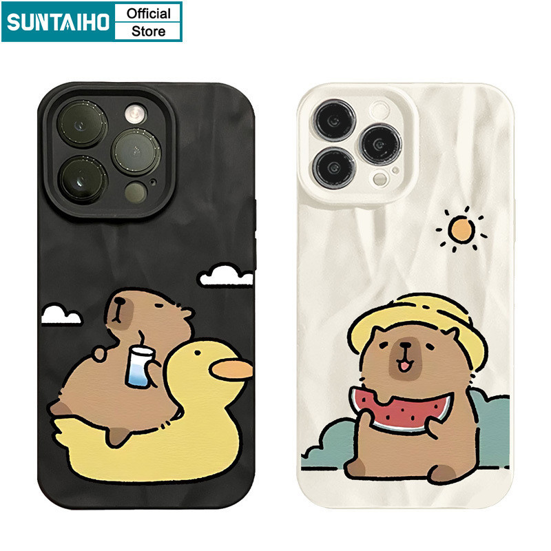 Suntaiho เคสไอโฟน ตลกน่ารักปลอก Capybara วันหยุดรูปแบบเคสโทรศัพท์สําหรับ Iphone 15 14 12 13 11 Pro Max IP 7 8 Plus Iphon X Xs XR Xs Max ซิลิโคนนุ่มพรีเมี่ยมกันกระแทกปกหลัง