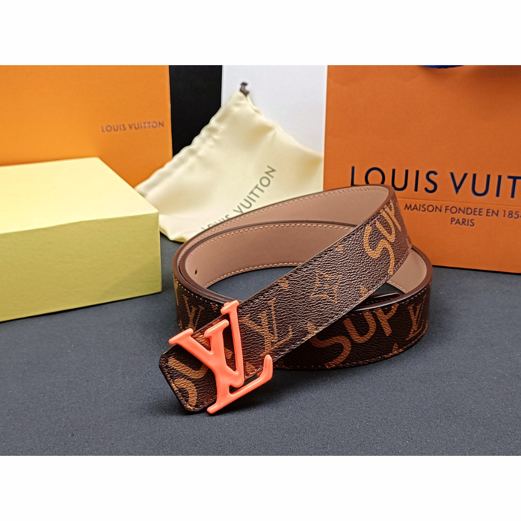 พร้อมส่ง LV Classic supreme Ceramic Buckle Cowhide Mens Belt Youth