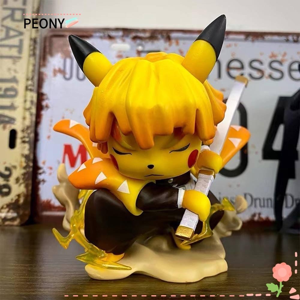 Peonypavilion Demon Slayer รูป,เดสก์ท็อปตกแต่ง Agatsuma Zenitsu, แบบพกพาน่ารัก Action Figure อะนิเมะรุ่นของเล่น