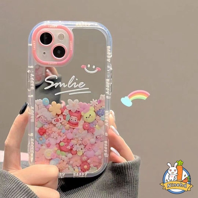 Ins เกาหลีดอกไม้หวาน Rainbow กระจกสําหรับ Samsung A05 A05s A03 A02s A10S A15 A12 A13 A14 A24 A25 A32 A34 A35 A51 A54 A55 4G 5G ฝาครอบโทรศัพท์ป้องกัน