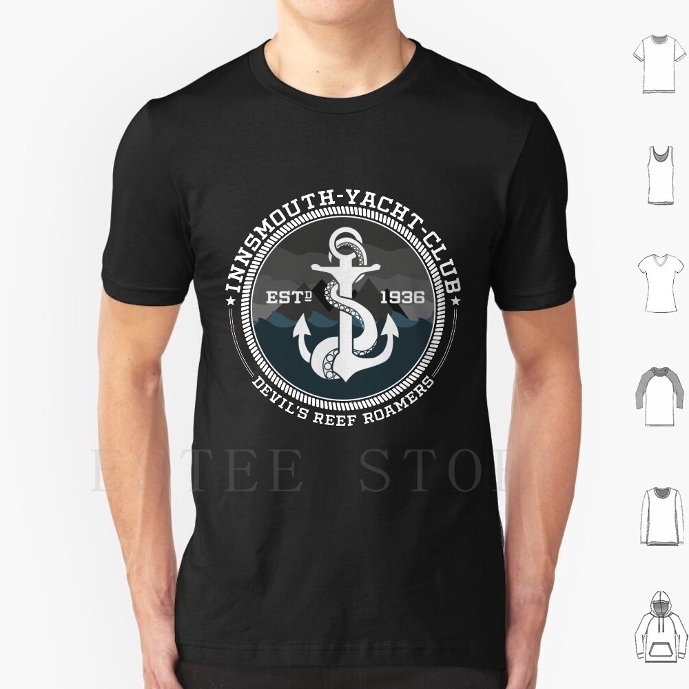 Innsmouth-Yacht-Club เสื้อยืดผ้าฝ้ายผู้ชาย DIY พิมพ์ Innsmouth Dagon Deep Ones Massachusetts Yacht C