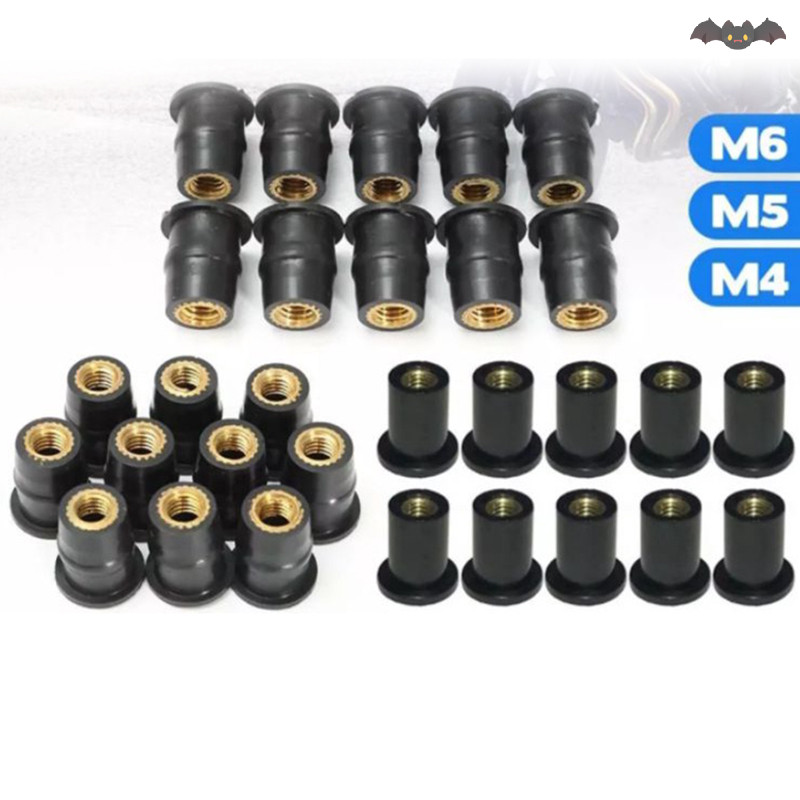 [PE] น๊อตยางกระจกปรับแต่งรถจักรยานยนต์ N4m5m6 น็อตทองเหลืองยางขยาย Well Nut Rivet Fastener TH