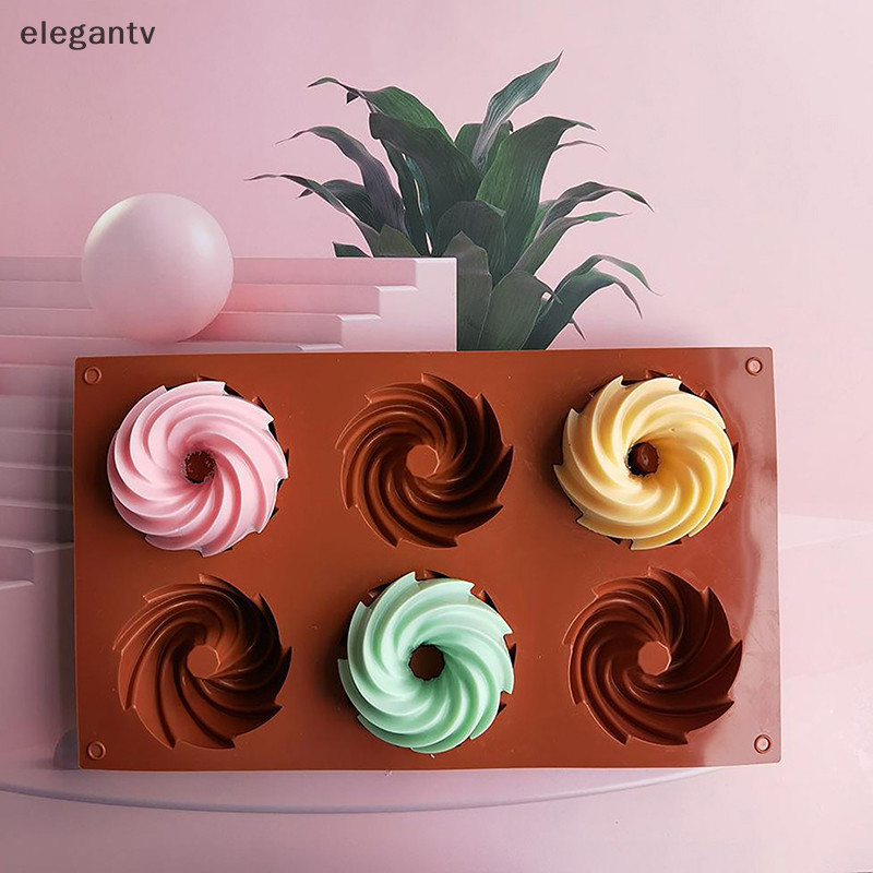Egn 6 Cavity 74 มม.เกลียวซิลิโคนแม่พิมพ์สําหรับอบเค้ก Pan Jelly ทําเครื่องมือขนมมูส Decorag Mould แฟนซี Donut N