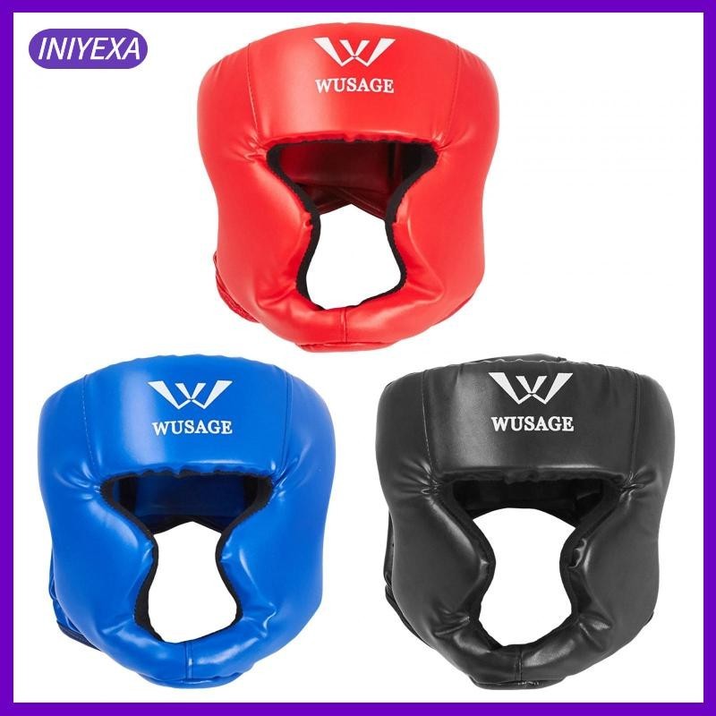 [Iniyexa] Pu Headgear อุปกรณ์ฝึกหมวกเกียร์สําหรับ Sanda Muay Thai Children Adults
