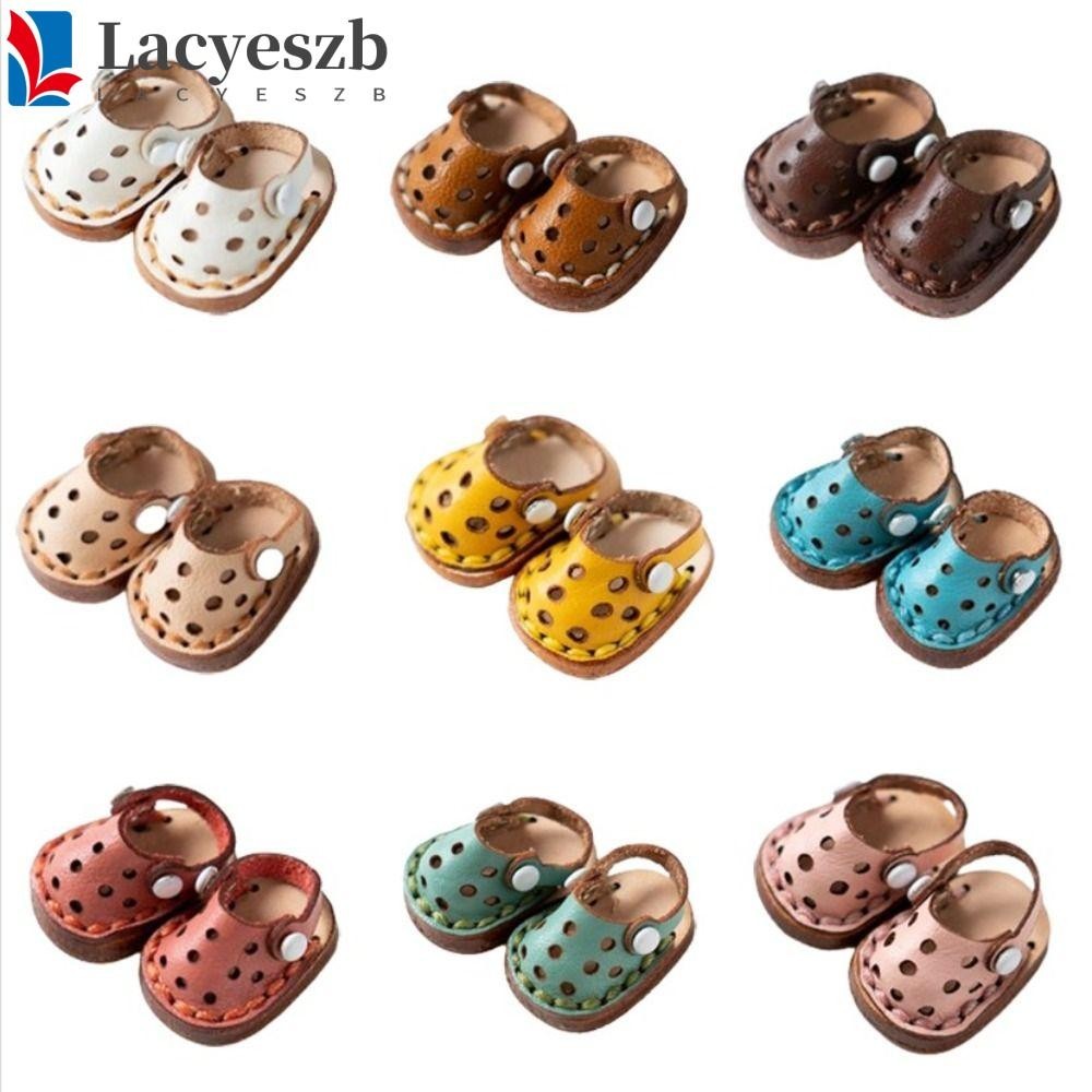 Lacyeszb 1 คู่ Ob11 รองเท้าทําด้วยมือ,รองเท้าแตะ Cowhide Casual Hole รองเท้าตุ๊กตา,ตุ๊กตาอุปกรณ์เสริม Dress Up Mini รองเท้าแตะน่ารัก Holala รองเท้าสาว