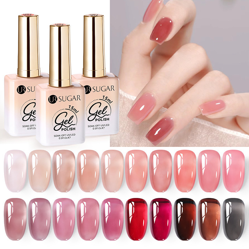 Ur SUGAR เยลลี่เจลขัดเงาโปร่งแสงเล็บ Uv Led แช่เล็บสีน้ําแข็ง 15ml