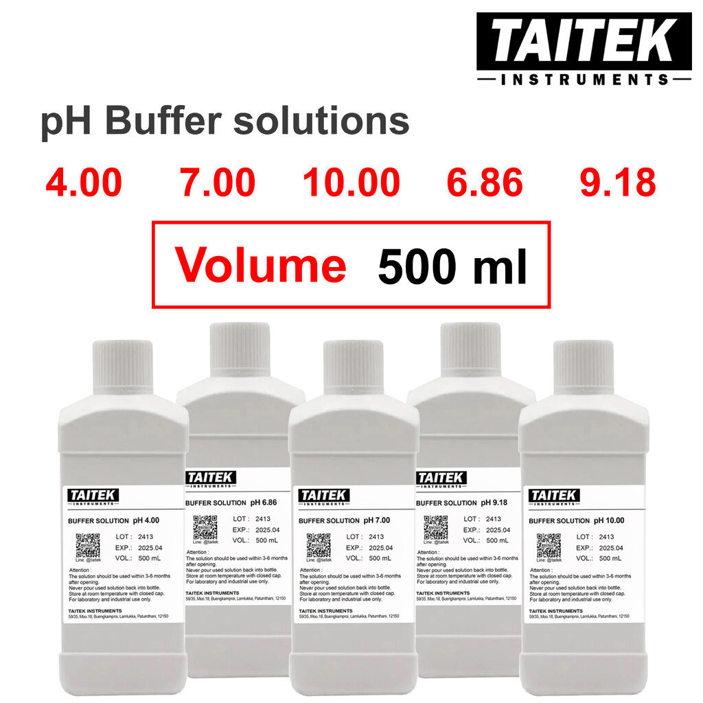 TAITEK น้ำยามาตรฐาน pH Buffer Solution ค่า 4 6.86 7 9.18 10 สำหรับปรับเทียบ คาลิเบรทเครื่องวัดพีเอช (500 mL)