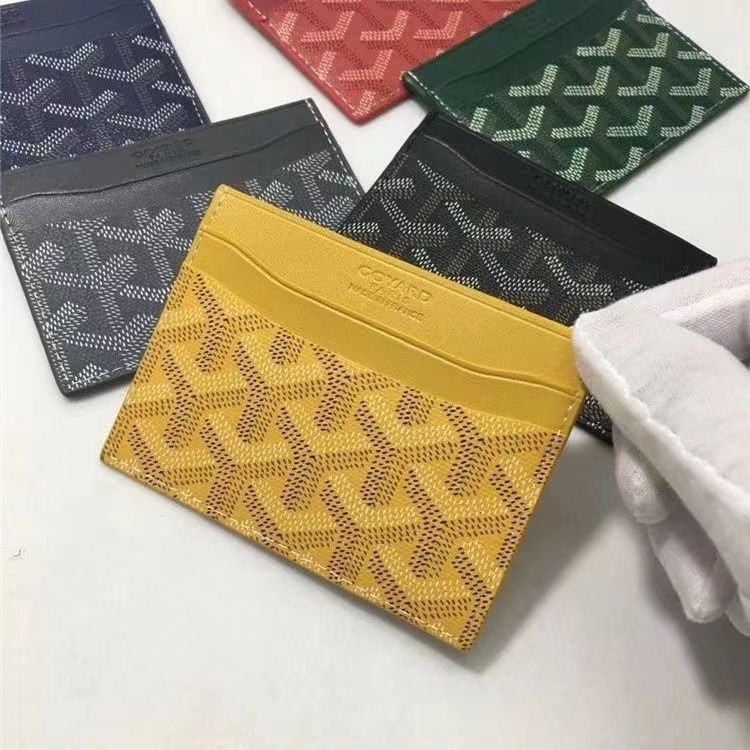 Qlgo goyard กระเป๋าใส่บัตรรุ่นใหม่ unisex ที่ใส่นามบัตรบัตรเดียวใส่บัตรขนาดเล็กกระเป๋าใส่เหรียญอีคอม