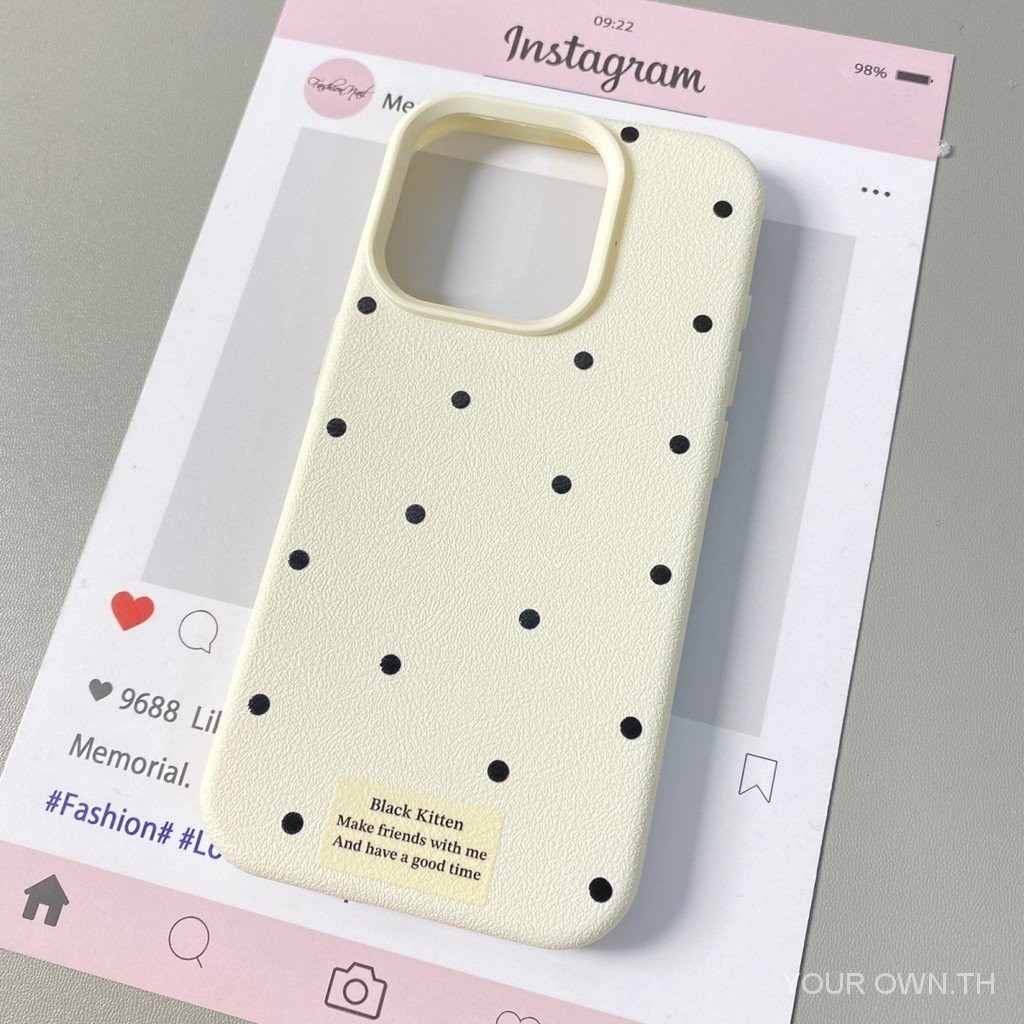 Ins แบบเต็มหน้าจอลายจุดสีดำเหมาะสำหรับ Apple 15/14PROMAX เคสมือถือ iphone13รุ่นใหม่12หญิงกันกระแทก5dz5