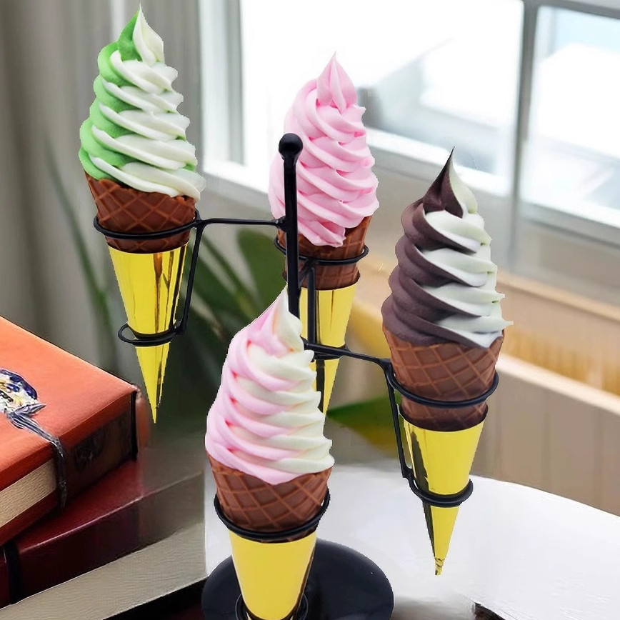 โมเดลไอศครีมทูโทน ไอศครีมสองสี ตกแต่งร้าน กรวยแหลม อุปกรณ์ประกอบฉาก พร๊อพถ่ายรูป แบบจำลองการศึกษา