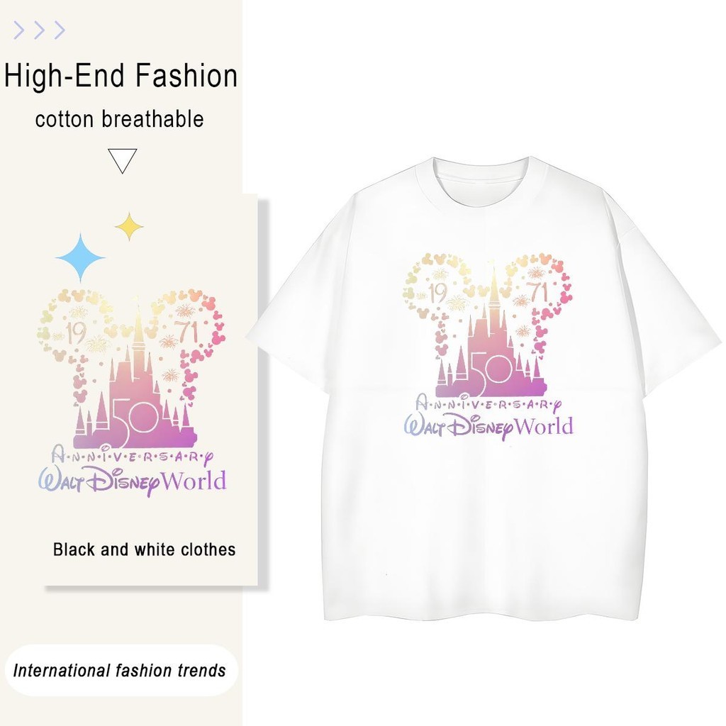 นักออกแบบเสื้อผ้าแฟชั่น 180g ผ้าฝ้าย 100% MINNIE สีดำและสีขาวด้านบนคุณภาพรอบคอสไตล์ถนน Unisex Tsh