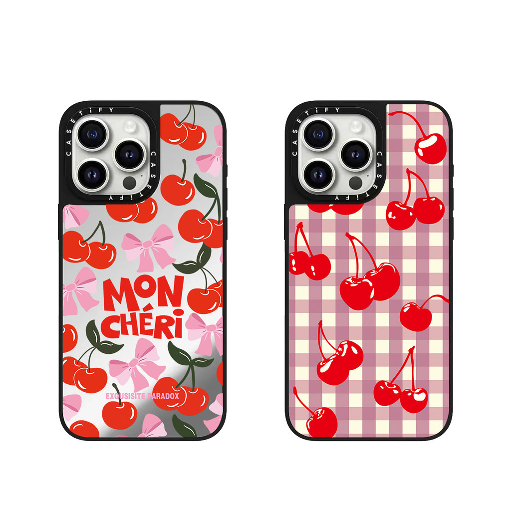 เต็มหน้าจอเชอร์รี่ Hard Mirror เคสโทรศัพท์สําหรับ IPhone 17 Pro Max 17Air 16 15 14 13 Pro Max กรณีห่อกันกระแทก Matte frosted ด้านหลังอะคริลิคฝาครอบ