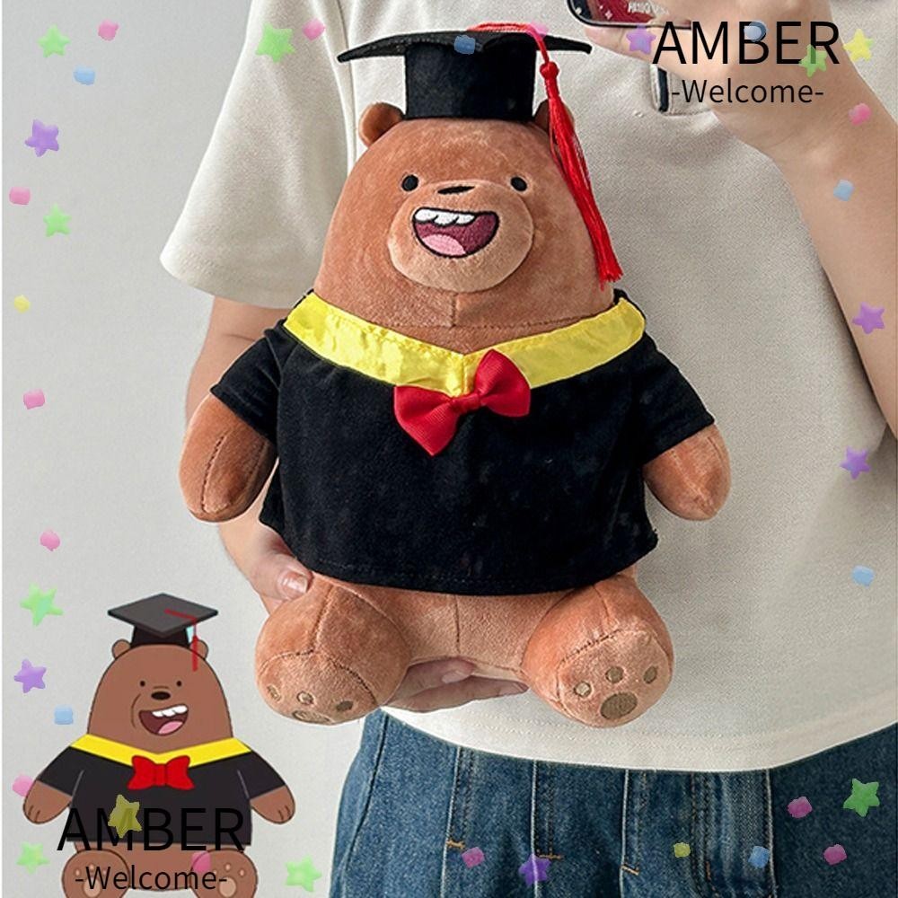 ของเล่นตุ๊กตา AMBER ฤดูกาลรับปริญญา 27 ซม. Dr. หมวก ตุ๊กตาแพนด้า, We Bare Bears Grizzly Bare Bear Pe