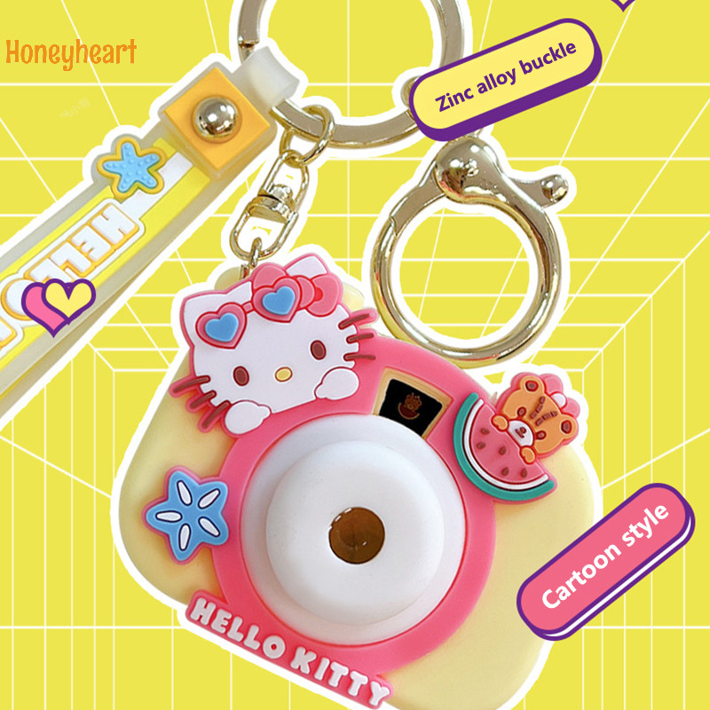 <Honeyheart>Sanrio Anime Hello Kitty พวงกุญแจ My Melody Cinnamoroll กล้องฉายภาพจี้การ์ตูนพวงกุญแจรถแขวนเครื่องประดับ ﻿ ดี