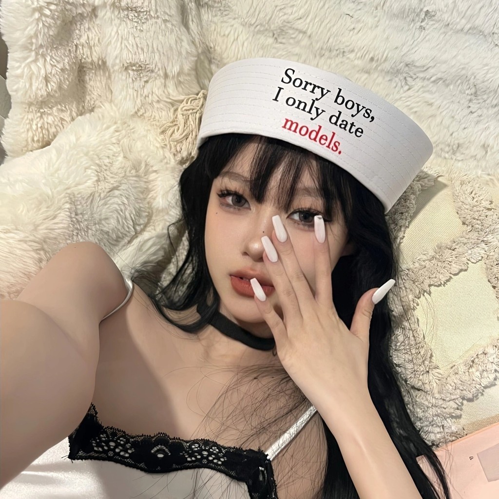 ขายร้อน! F & X หมวกมีเอกลักษณ์ส่วนตัวหมวกทหารเรือพิมพ์ลายตัวอักษรบางสไตล์เกาหลีฤดูใบไม้ผลิและฤดูร้อนหมวกเบเร่ต์ JK กะลาสีน่ารักน่ารักสบายๆแมทช์ลุคง่าย